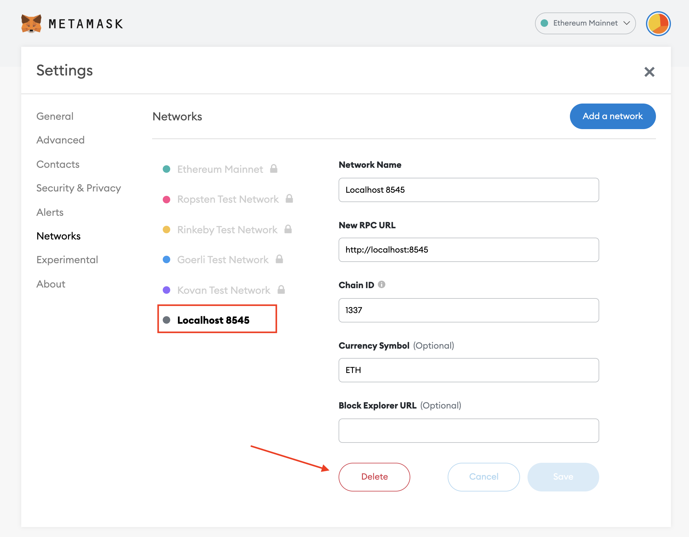 localhost 8545 metamask