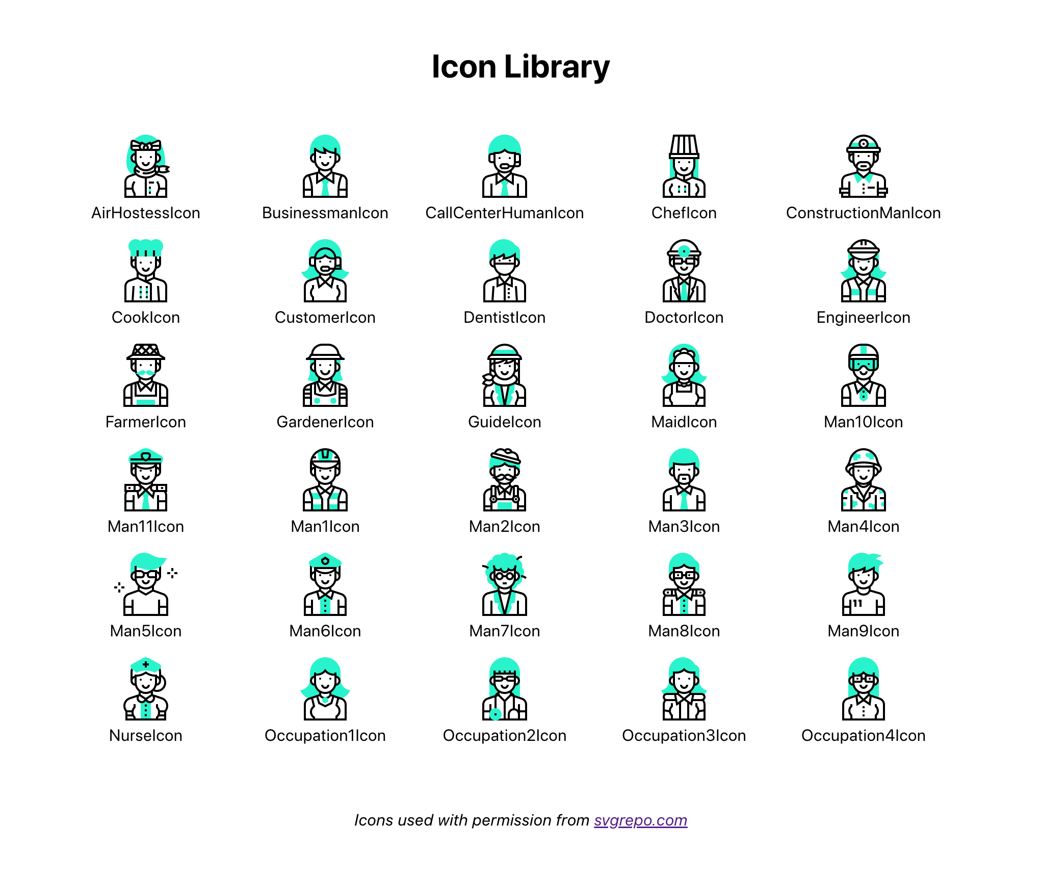Screenshot of our demo icon library